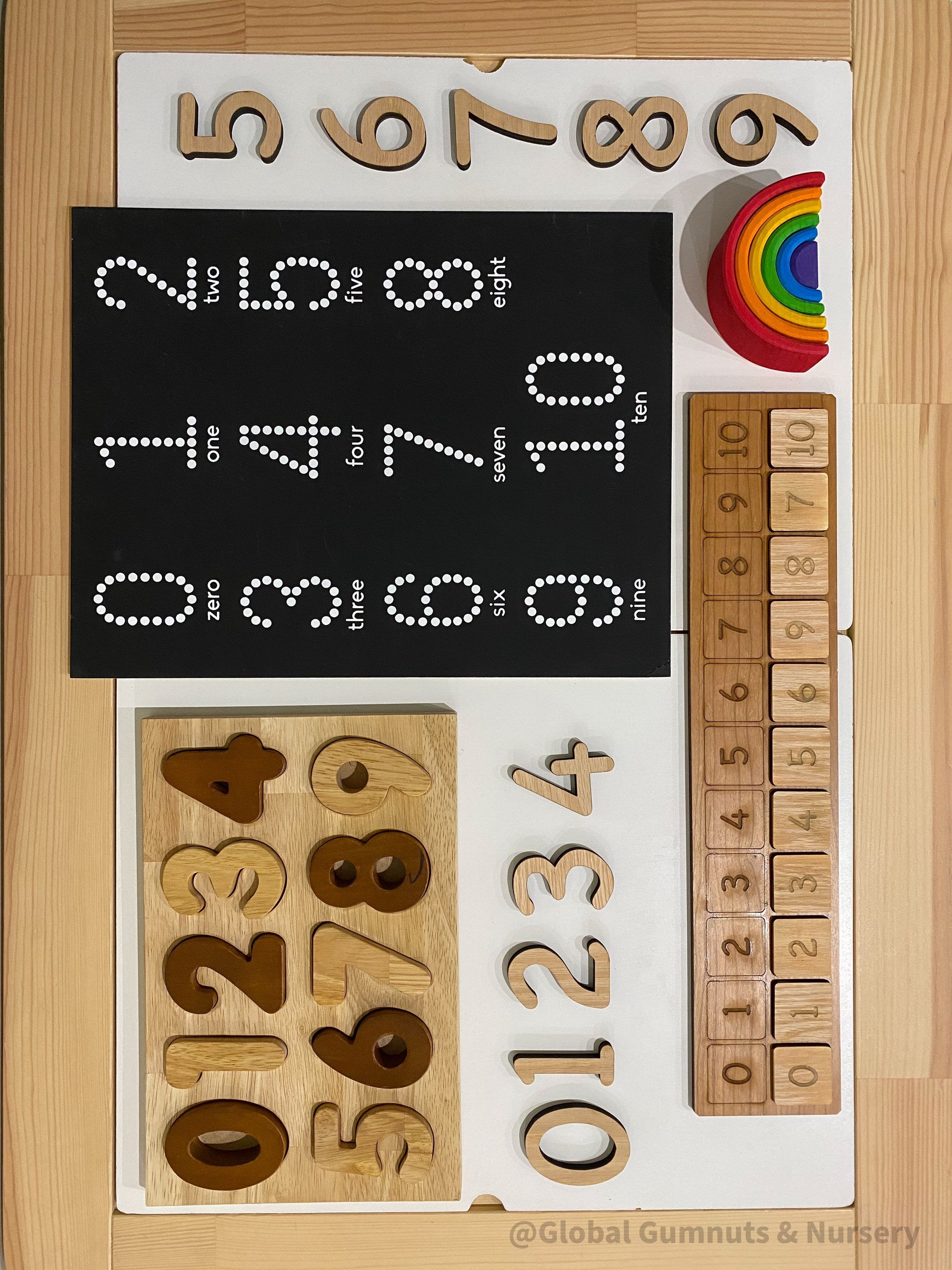 Chunky wooden numbers, 10-piece set for fun number learning, Montessori activities, or creative play.