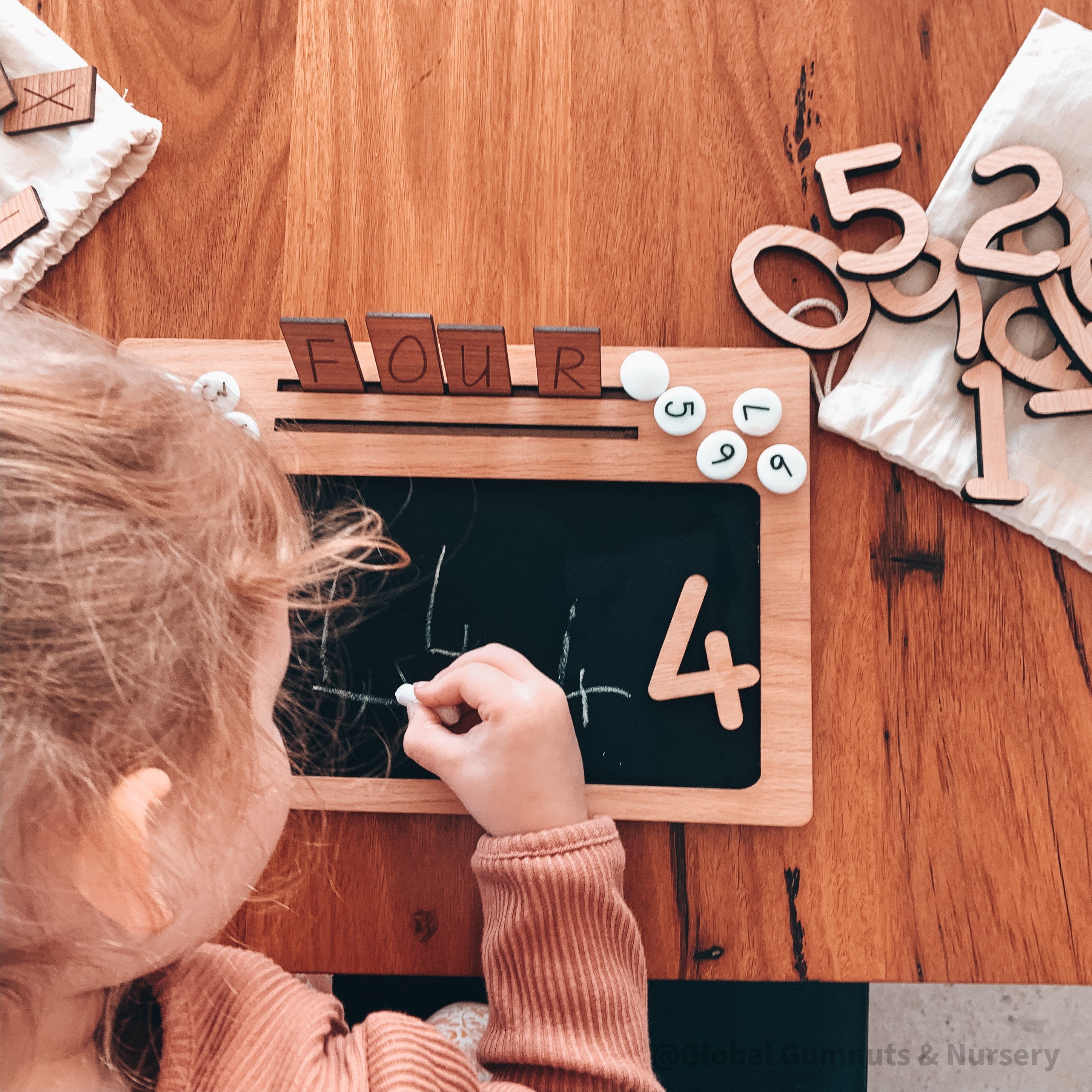 Chunky wooden numbers, 10-piece set for fun number learning, Montessori activities, or creative play.