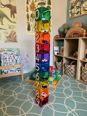 Chunky wooden numbers, 10-piece set for fun number learning, Montessori activities, or creative play.