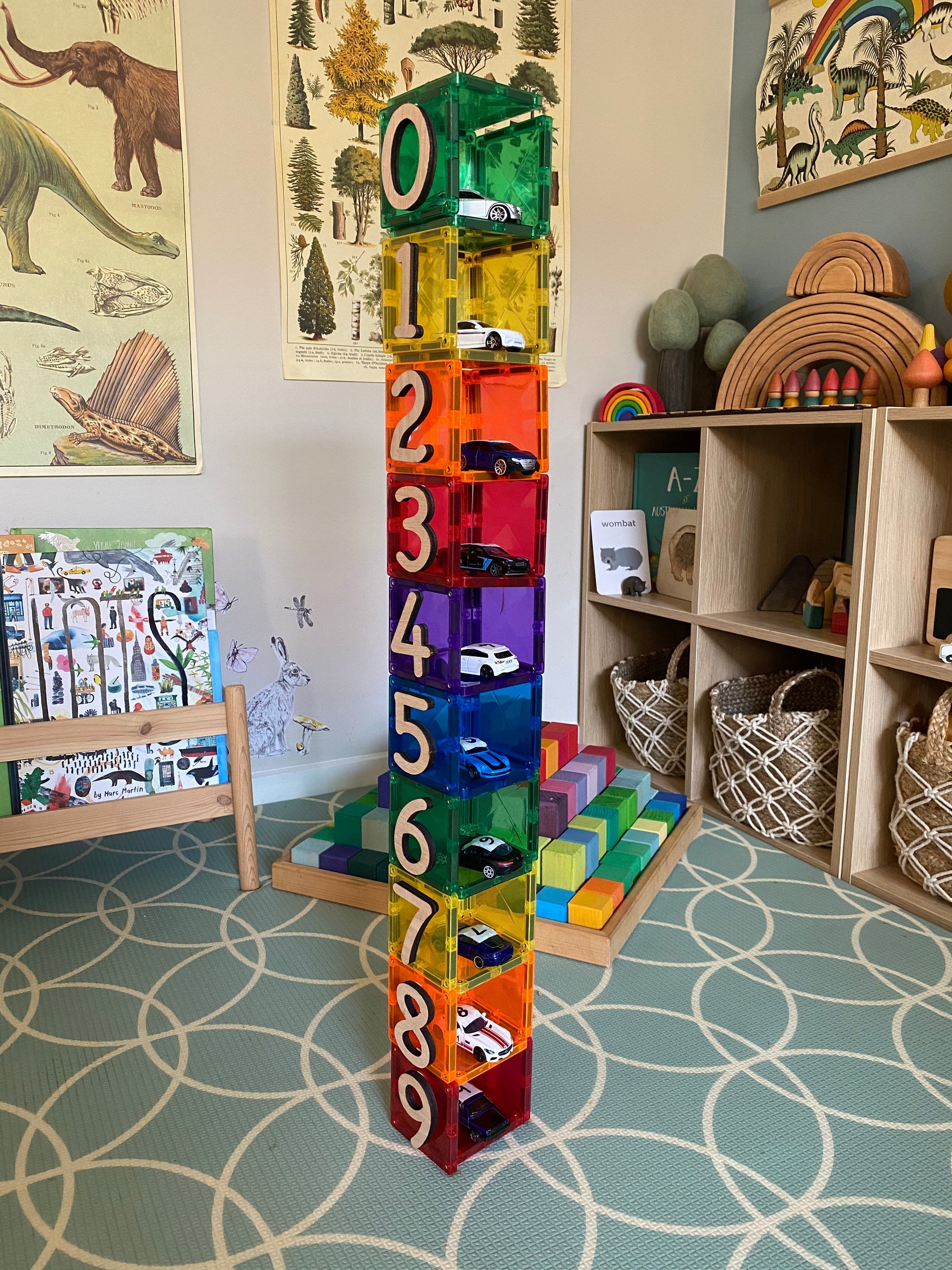 Chunky wooden numbers, 10-piece set for fun number learning, Montessori activities, or creative play.