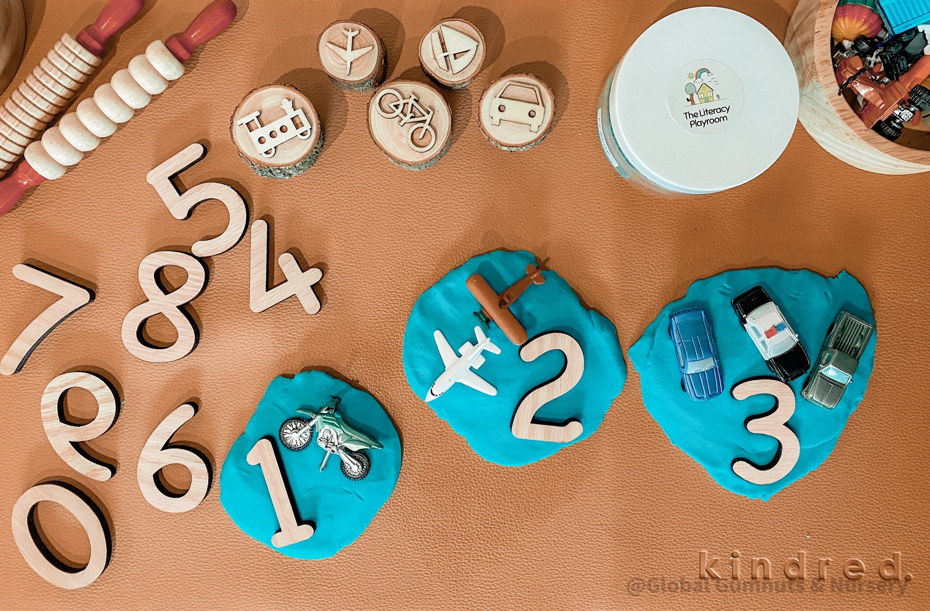 Chunky wooden numbers, 10-piece set for fun number learning, Montessori activities, or creative play.