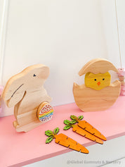 Wooden Carrots: Eco-friendly, water-coloured wooden carrots.
