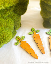 Wooden Carrots: Eco-friendly, water-coloured wooden carrots.