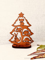 Small Australian Christmas tree scene (Gumtree) with stand, perfect for festive decor.