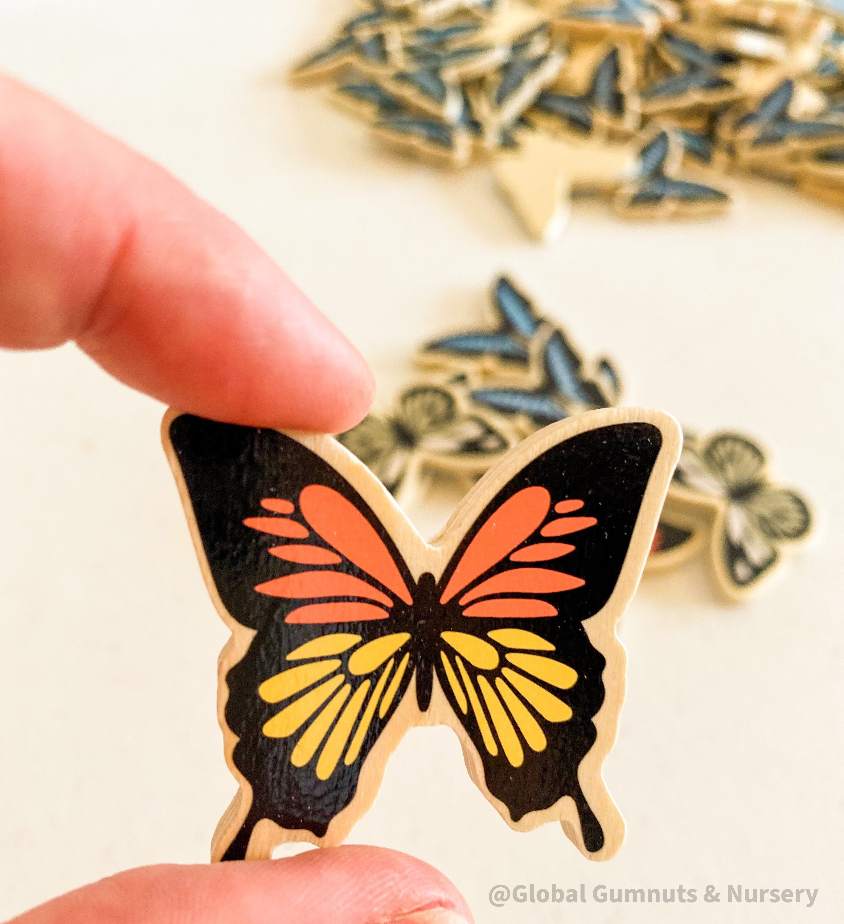 Colourful Wooden Butterflies: Five vibrant butterflies for play or decor.