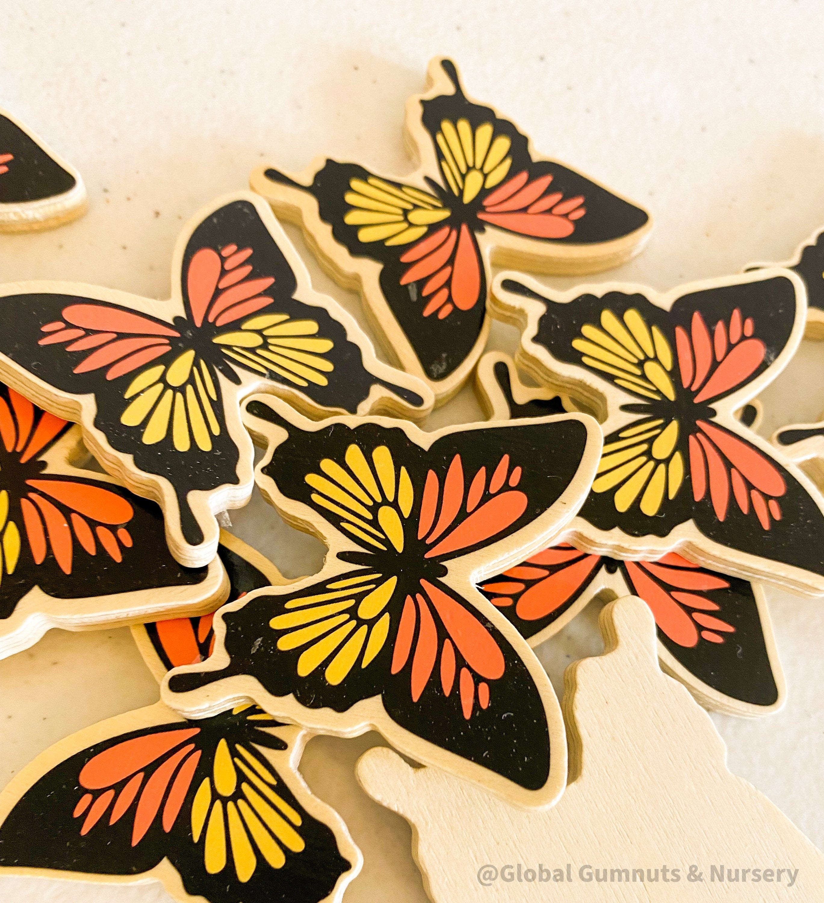 Colourful Wooden Butterflies: Five vibrant butterflies for play or decor.