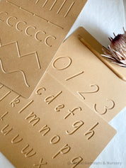 NUMBERS 0-9 Tracing Board: Montessori-style wooden tracing board with a stylus, helping children learn to trace and recognize numbers.