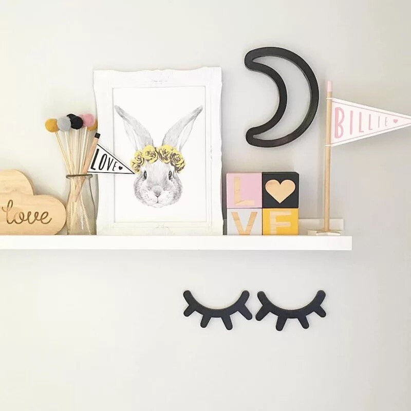 Sleepy eyes decor, a whimsical touch for nursery or kids' rooms.