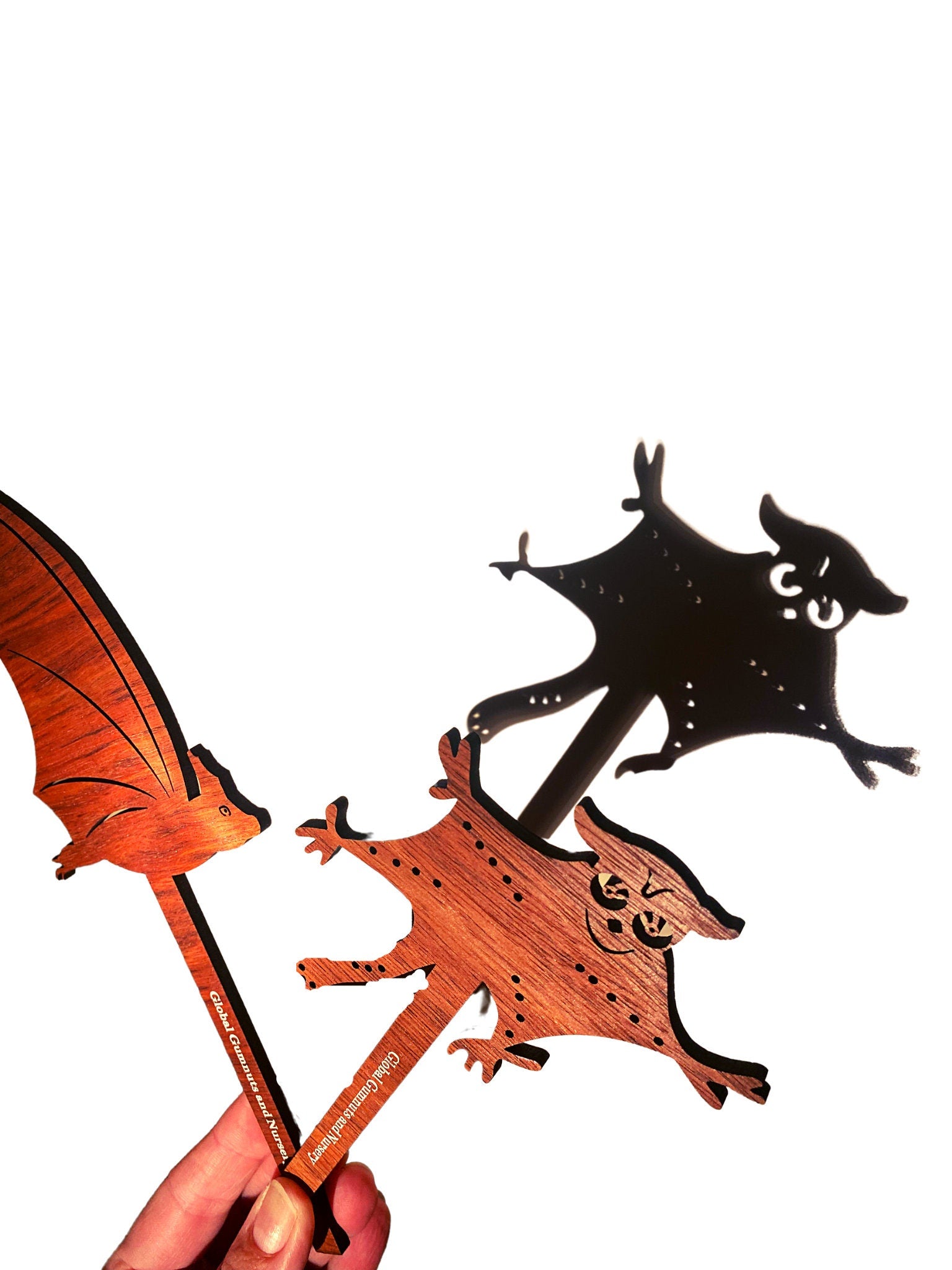 Wooden Shadow Puppets Set: Animal-themed puppets for imaginative storytelling.