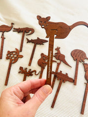 Wooden Shadow Puppets Set: Animal-themed puppets for imaginative storytelling.