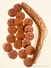 Indigenous Symbols Set: Faux leather symbols for NAIDOC Week educational activities.