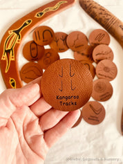 Indigenous Symbols Set: Faux leather symbols for NAIDOC Week educational activities.