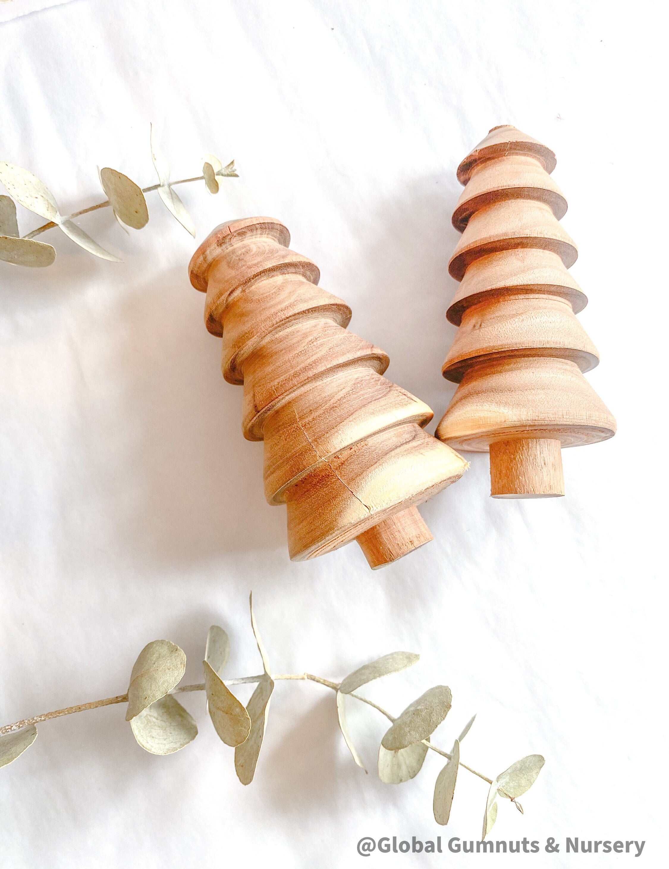 Marijke’s Wooden Forest Trees: Handcrafted wooden Christmas trees.