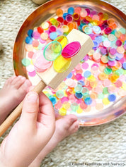 Rectangle magnetic wand, a natural wooden educational tool.

