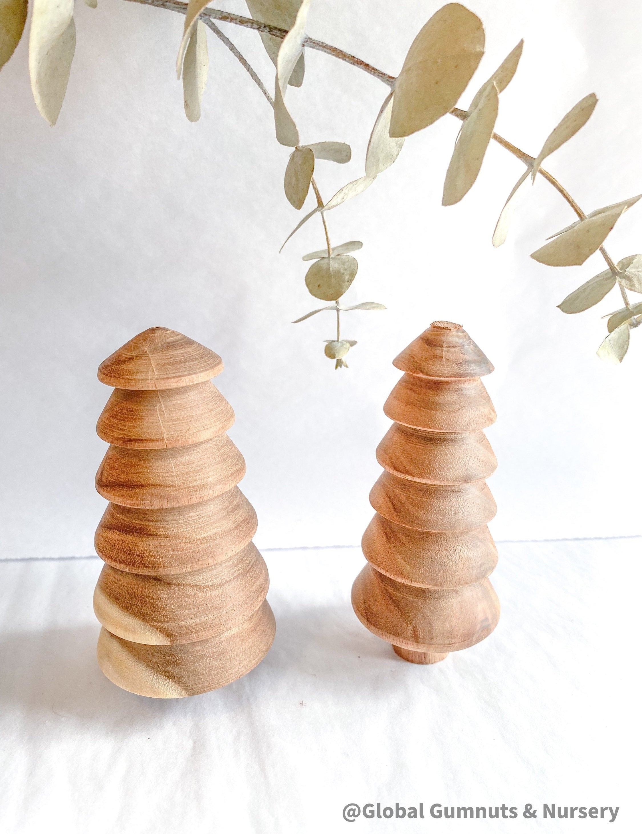 Marijke’s Wooden Forest Trees: Handcrafted wooden Christmas trees.