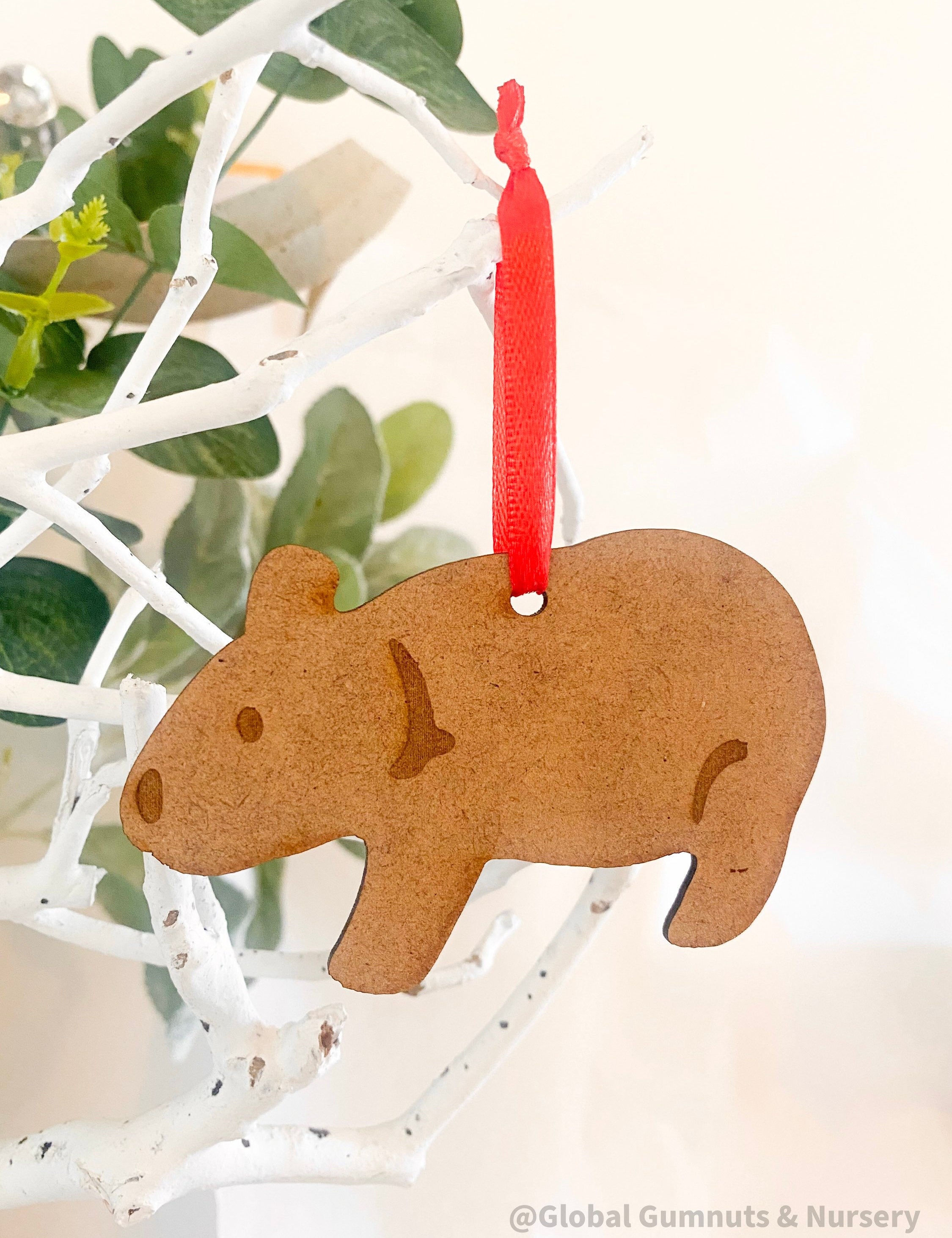 Wombat Ornament: Christmas tree ornament showcasing a native wombat.