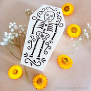 Wooden coffin, perfect for Halloween décor featuring sugar skull or skeleton themes.
