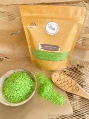 Green Sensory Rice: 200 or 400 grams of vibrant green sensory rice for play.