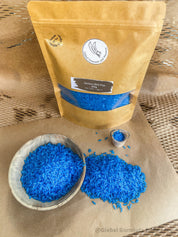 Blue Vibrant Sensory Rice: Coloured sensory rice in blue, available in 200 or 400 grams.