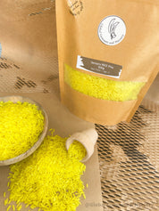 Yellow Sensory Rice: 200 or 400 grams of yellow sensory rice for engaging activities.
