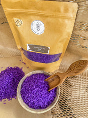 Purple Violet Sensory Rice: Vibrant sensory rice in rainbow hues.