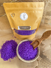 Purple Violet Sensory Rice: Vibrant sensory rice in rainbow hues.