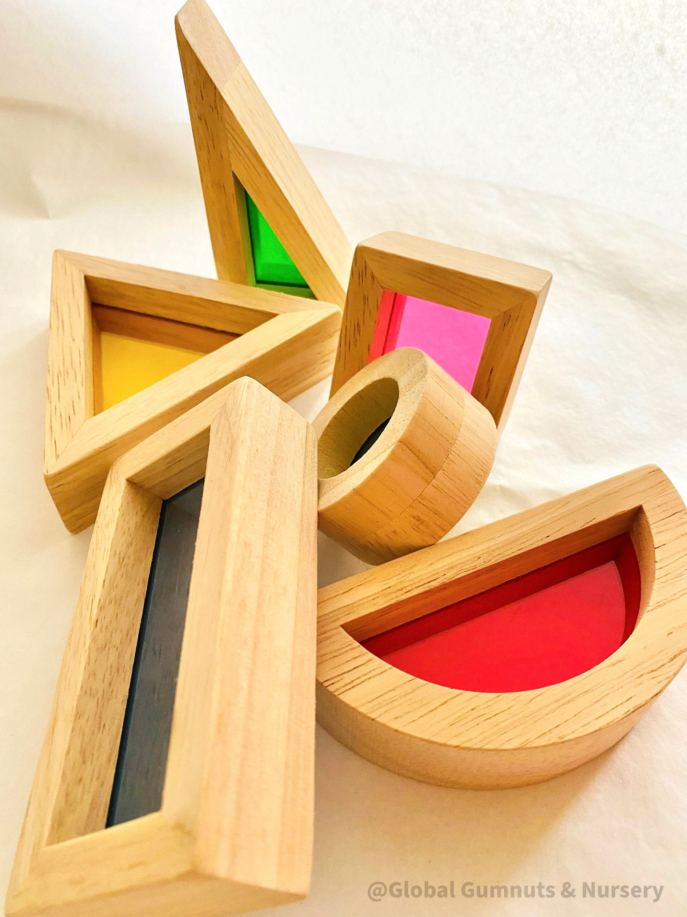 Shapes Chalkboard Set: Nine-piece wooden chalkboard set featuring common shapes, designed for colour learning and sensory play.