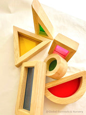 Shapes Chalkboard Set: Nine-piece wooden chalkboard set featuring common shapes, designed for colour learning and sensory play.