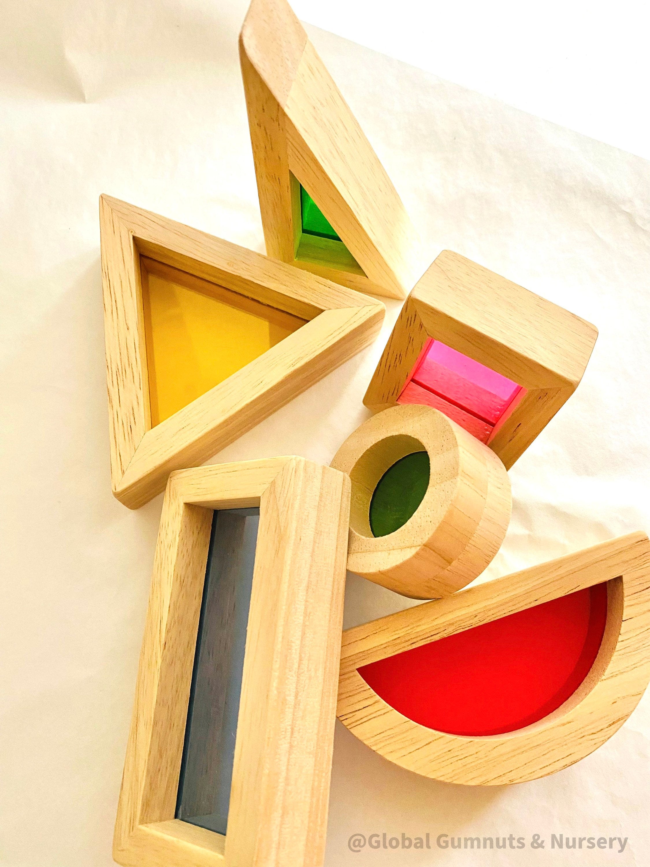 Shapes Chalkboard Set: Nine-piece wooden chalkboard set featuring common shapes, designed for colour learning and sensory play.