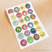 1-24 Printed Gloss Stickers: Set of 24 numbered stickers for DIY Advent calendars.