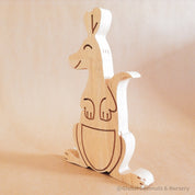 Kangaroo shelfie decor piece, handcrafted with an Australian animal theme.
