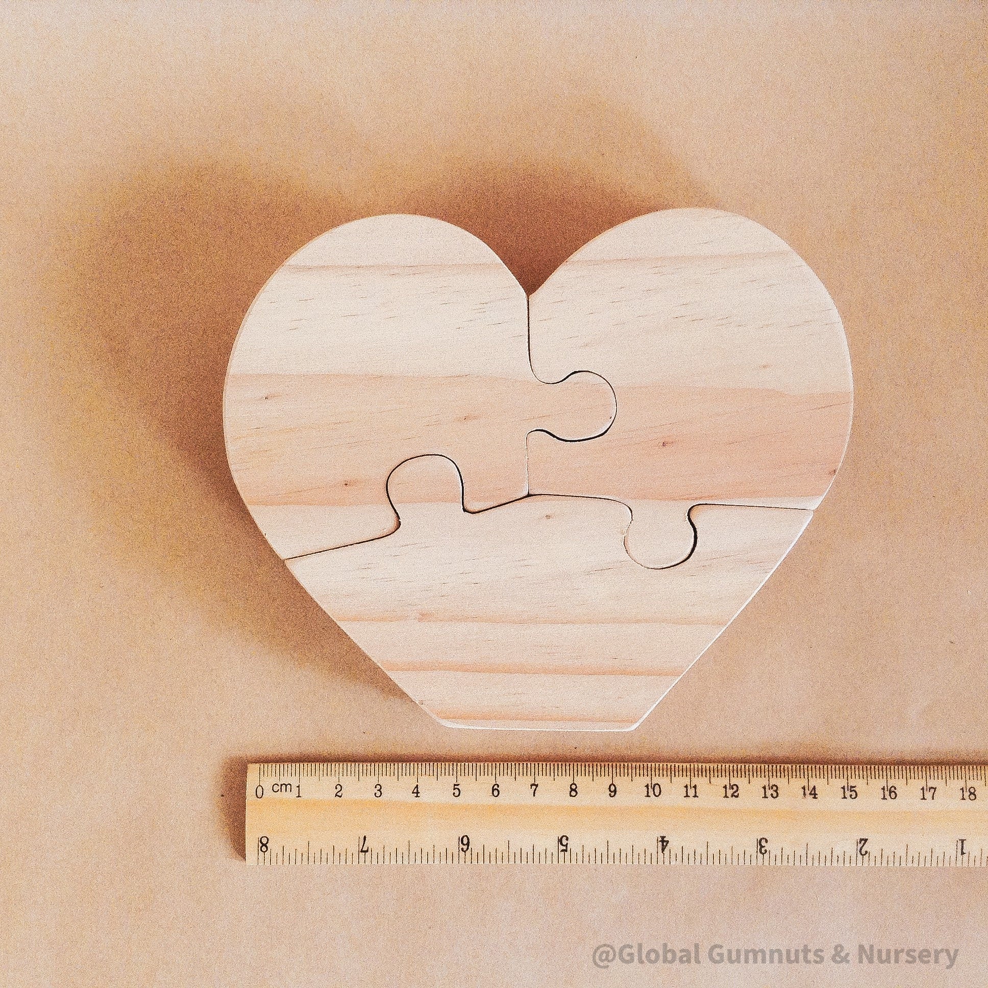 Wooden Heart Jigsaw Puzzle – I Love You!: Heart-shaped wooden jigsaw puzzle, perfect for gifting or early learning play.