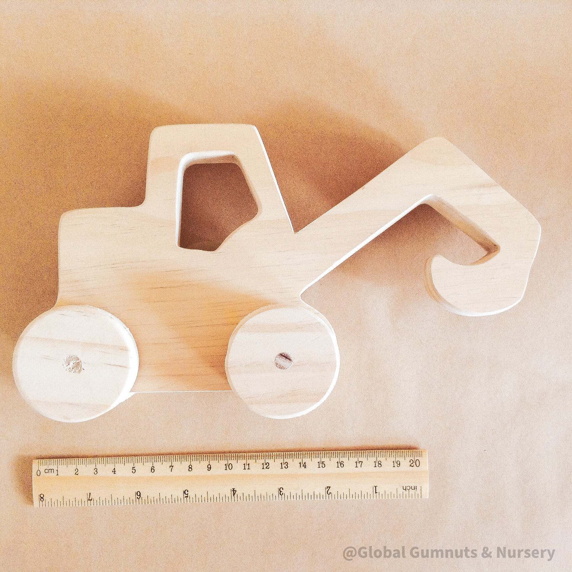 Digger Push Pull Toy – Handmade Wood Truck: Wooden digger toy, ideal for pretend play, vehicle-themed fun, or gifts.