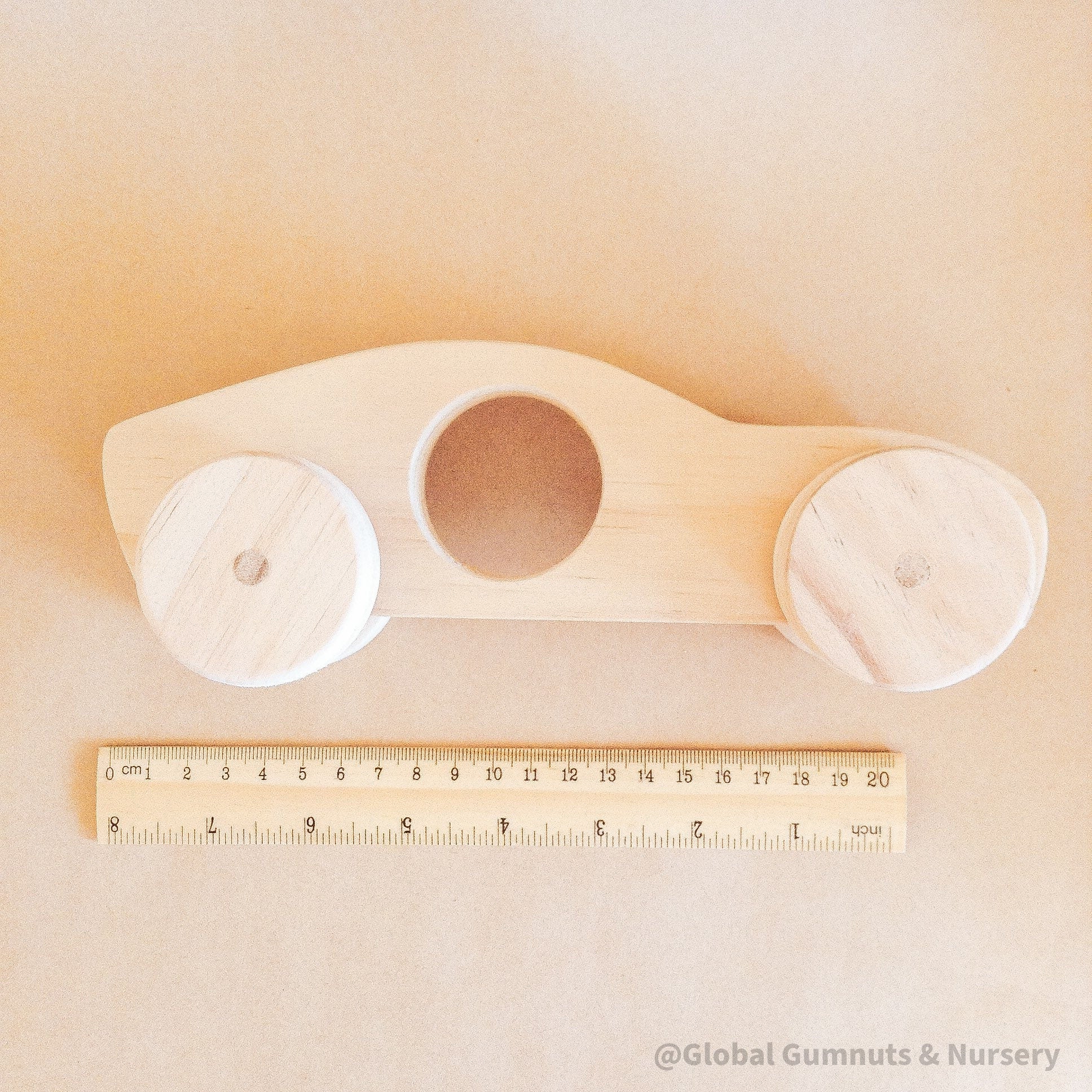 Wooden Push-Pull Car Toy: Customizable push-pull toy with a round window.