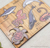 Ocean creatures Australian animal puzzle, a natural wood gift for all ages.
