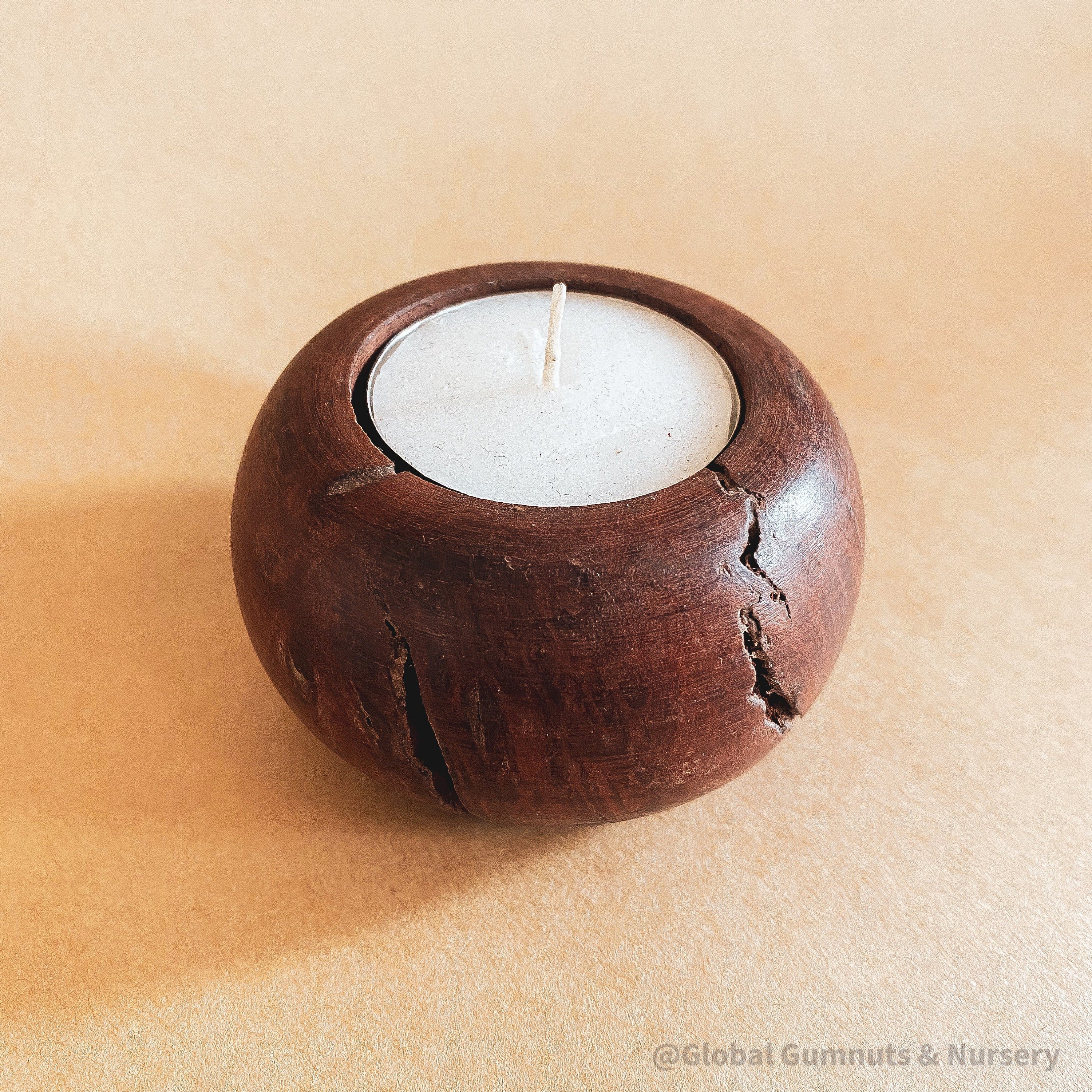 Wooden tea light candle holder, handmade in the Perth Hills from Jarrah wood.