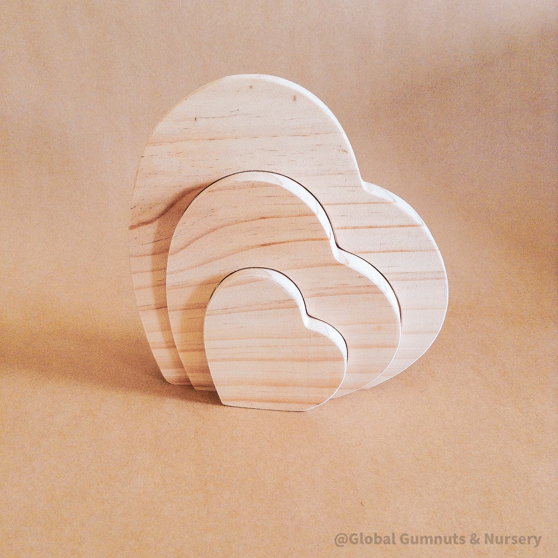 Handmade Wooden Heart Puzzle: Three-piece heart puzzle for play or Valentine's decor.