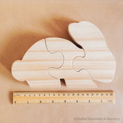 Rabbit Puzzle – Eating Rabbit Design: Handcrafted wooden puzzle featuring a cute rabbit, perfect for Easter decorations or small world play.