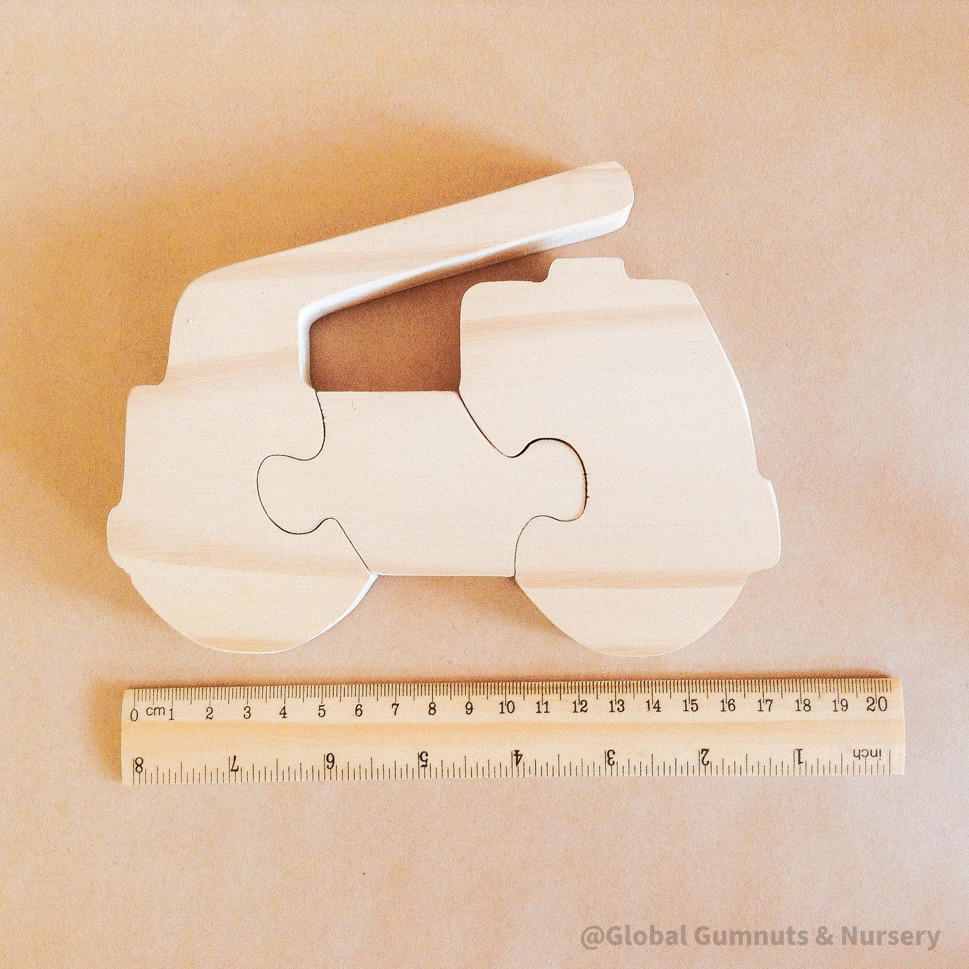Handmade Wooden Truck Puzzle: Playful wooden truck puzzle, ideal as a gift or learning toy.