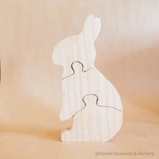 Tall Bunny Puzzle – Handmade in Australia: Three-piece wooden bunny puzzle, great for Easter or as an Australian handmade gift.