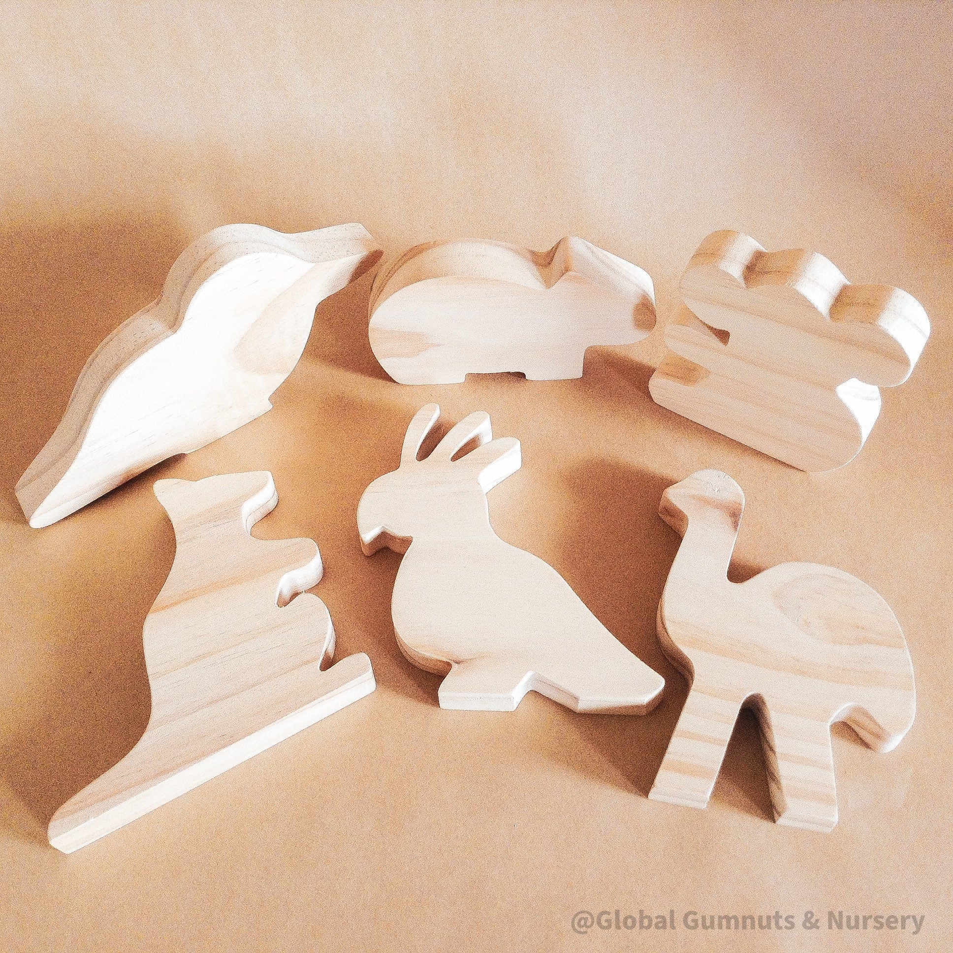 Australian Wooden Animals Set: Handmade set of native Australian wooden animals.