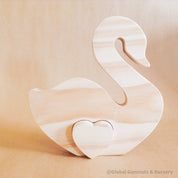 Wooden black swan puzzle toy, handmade and one-of-a-kind.