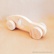 Wooden Push-Pull Car Toy: Customizable push-pull toy with a round window.