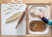 Honeycomb & Bees Rolling Pin: Wooden rolling pin with honeybee pattern for baking and crafting.