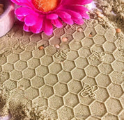 Honeycomb & Bees Rolling Pin: Wooden rolling pin with honeybee pattern for baking and crafting.