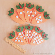 Fabric Counting Carrots: Set of 10 fabric carrots for educational play and counting.
