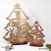 Small Australian Christmas tree scene (Gumtree) with stand, perfect for festive decor.
