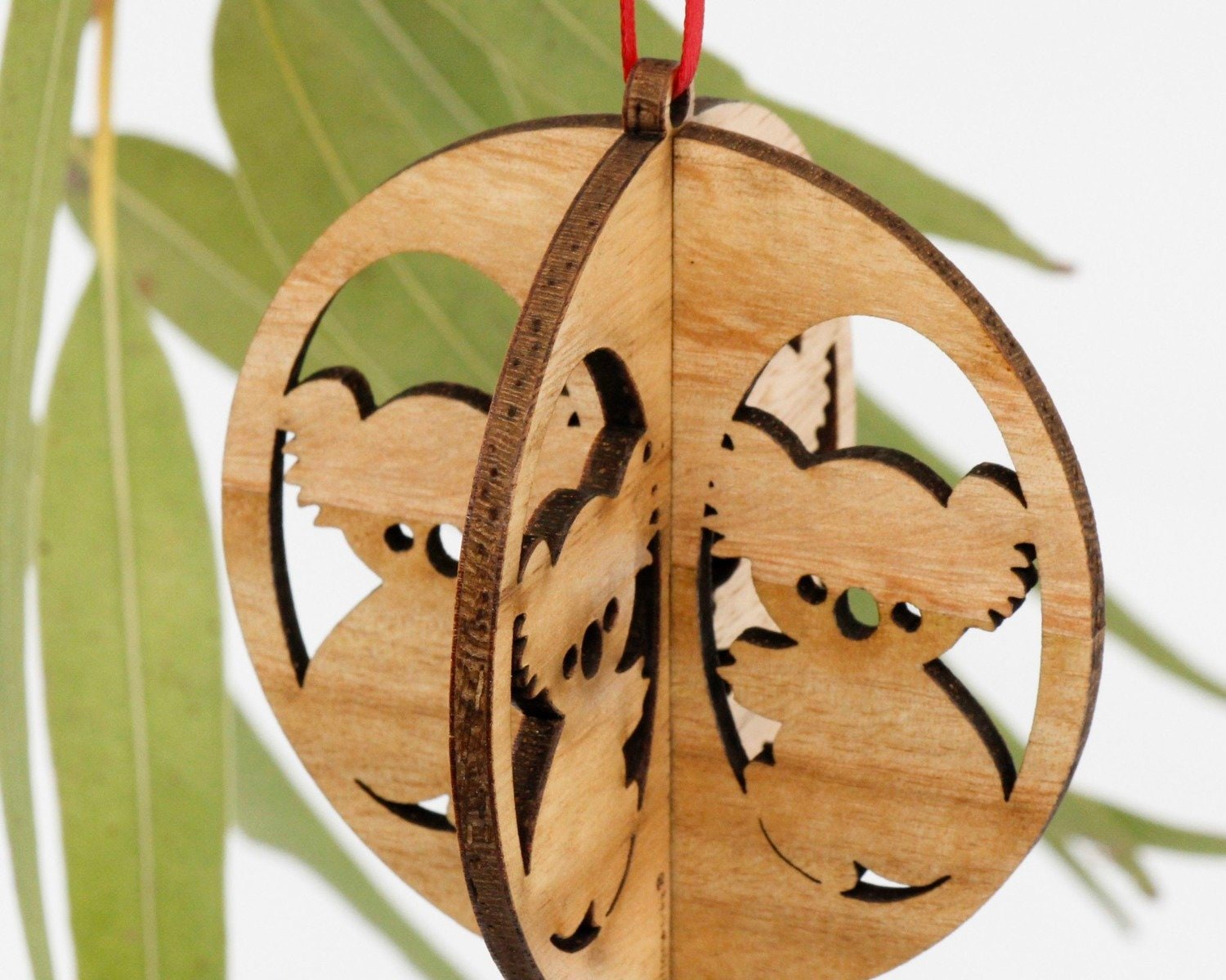 Koala-shaped bauble ornament, a handcrafted Australian timer-made decoration.

