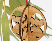 Koala-shaped bauble ornament, a handcrafted Australian timer-made decoration.
