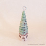 Vintage-inspired handcrafted wood turner Christmas tree, wooden with a hook.